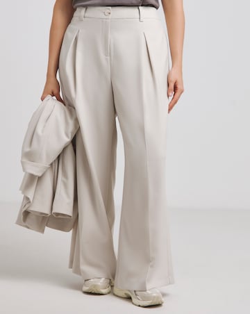 Stone Wide Leg Tailored Trouser