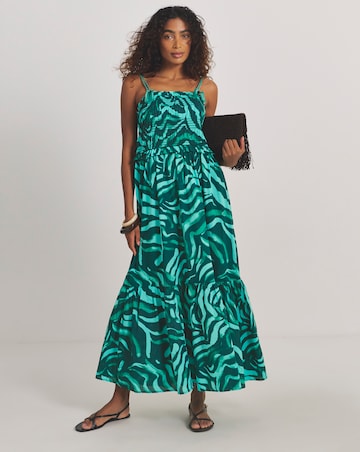 Shirred Floral Maxi Beach Dress