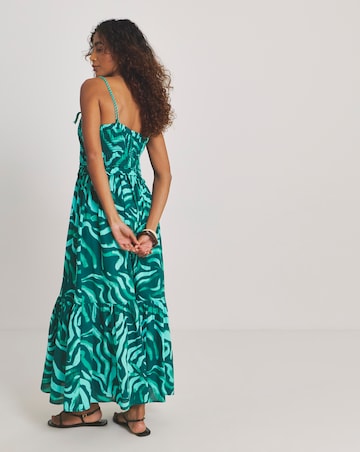 Shirred Floral Maxi Beach Dress