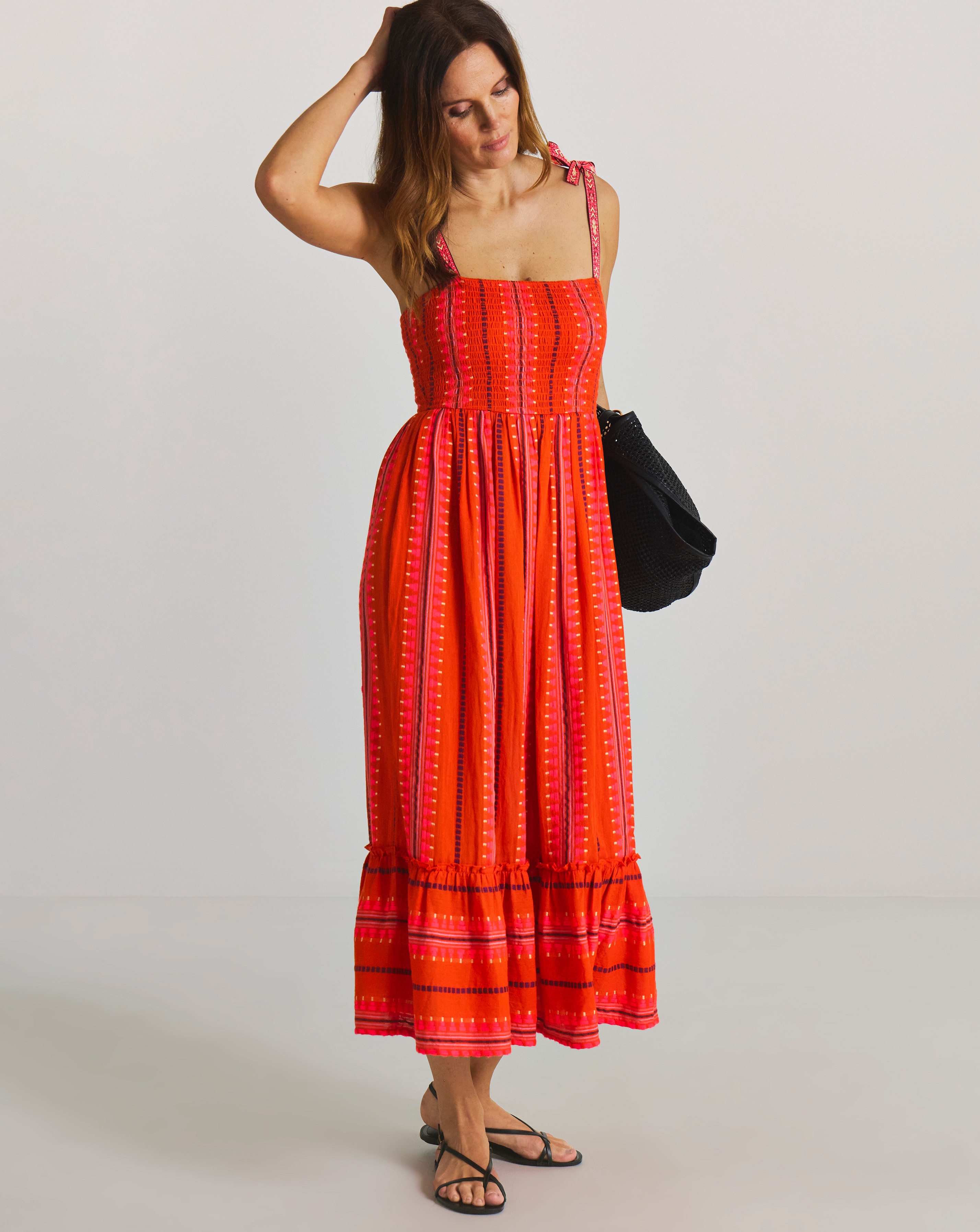New In - Jacquard Tie Strap Beach Dress