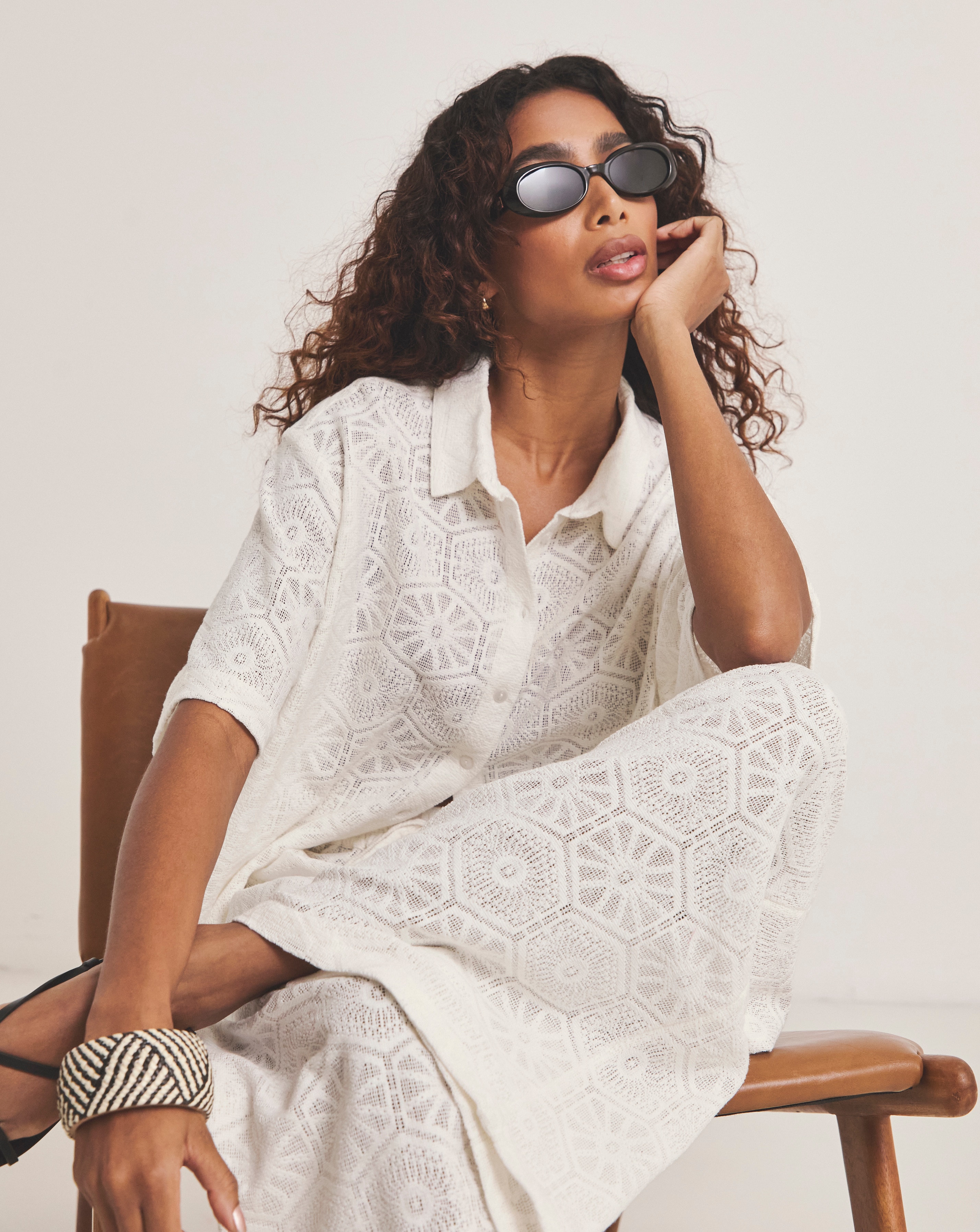 New In - Lace Shirt And Trouser Beach Coord