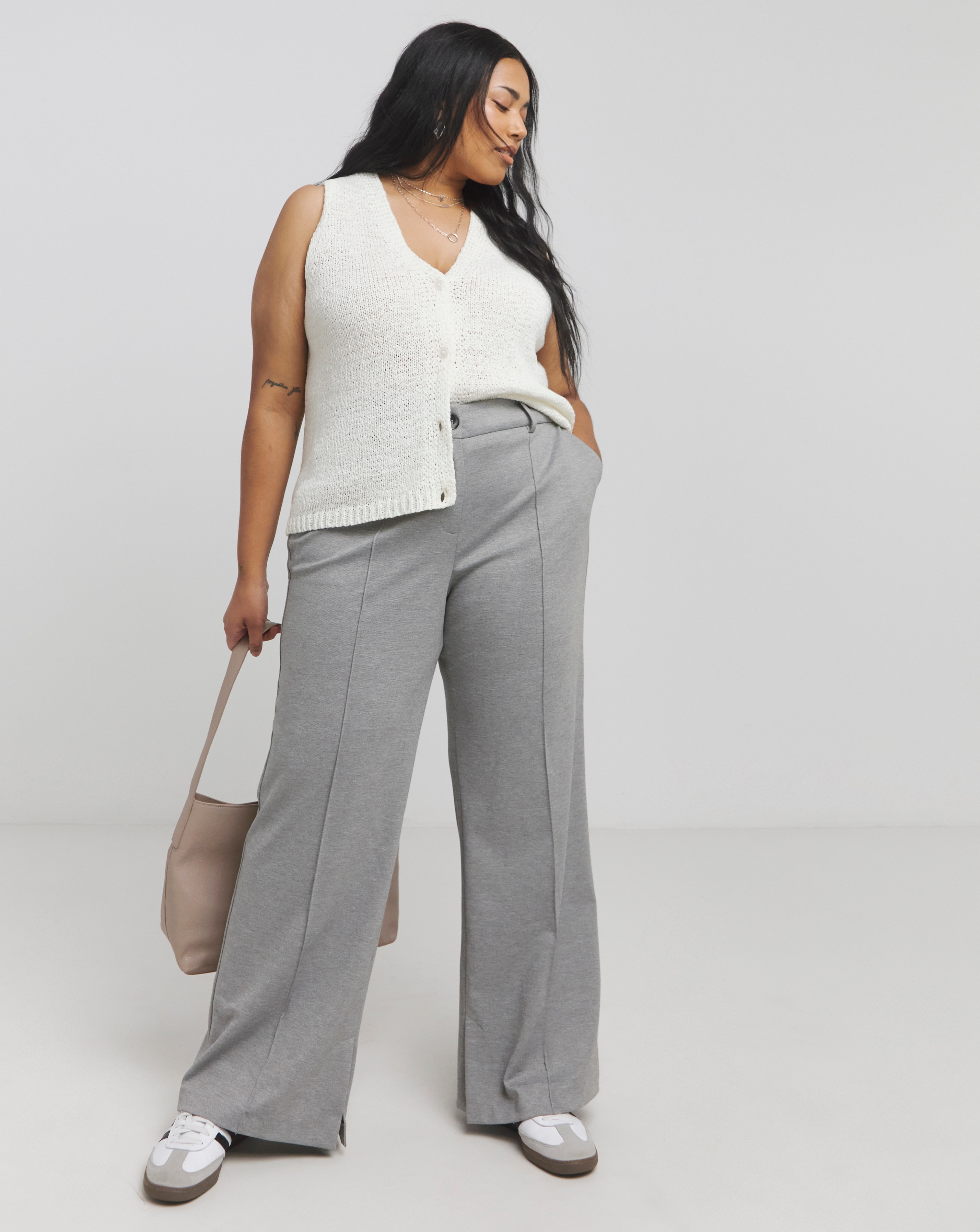 Tailored Jersey Wide Leg Trousers