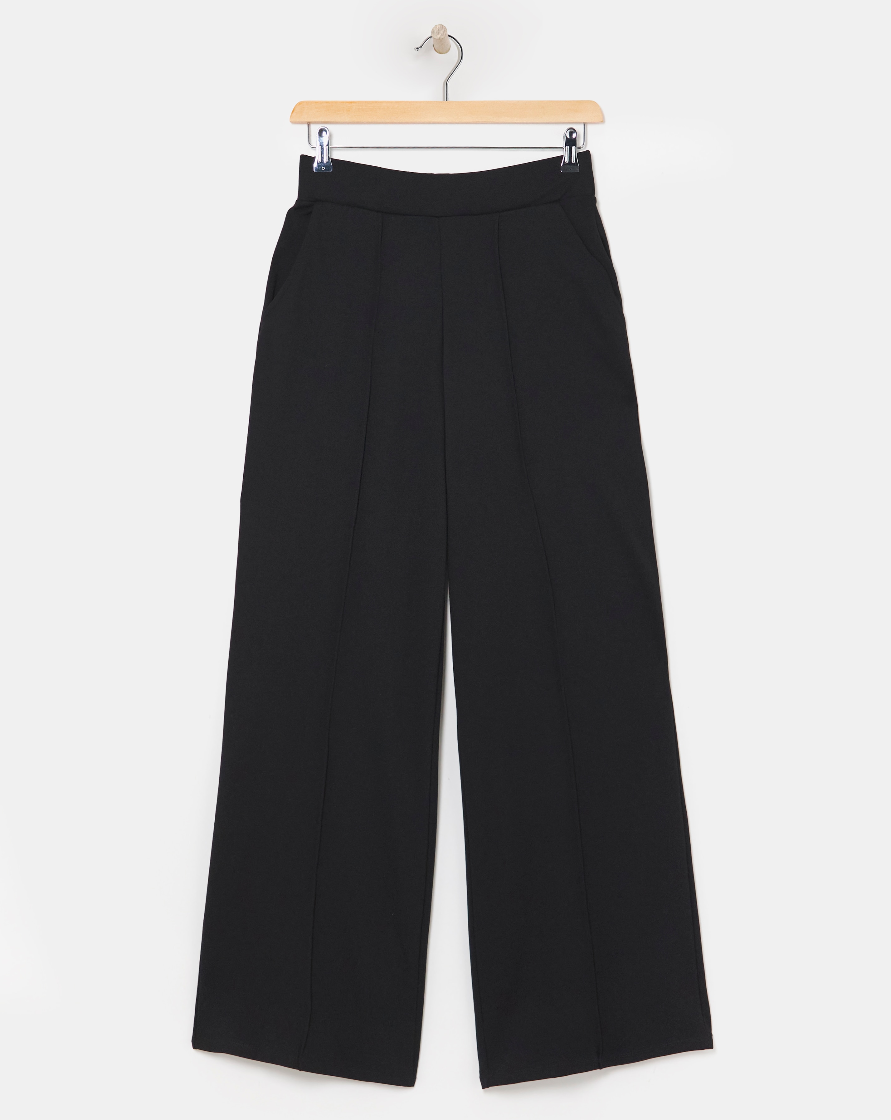 Simply Be Black Ponte Wide Leg Trousers