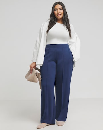 Simply Be Navy Ponte Wide Leg Trousers