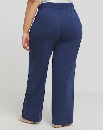 Simply Be Navy Ponte Wide Leg Trousers