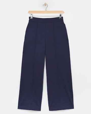 Navy Ponte Wide Leg Trousers
