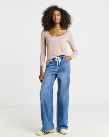 Mocha Supersoft Scoop Neck Top