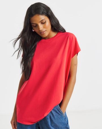 Simply Be Red Slouchy Dip Back T-Shirt
