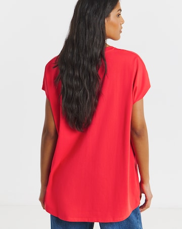 Simply Be Red Slouchy Dip Back T-Shirt