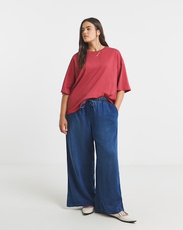 Dusty Red Pure Cotton Slub Crew Neck T-Shirt