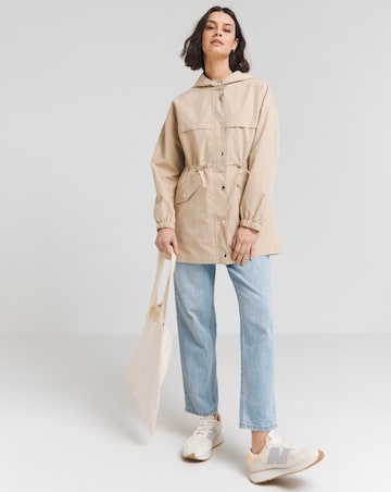 Simply Be Stone Hooded Waisted Parka