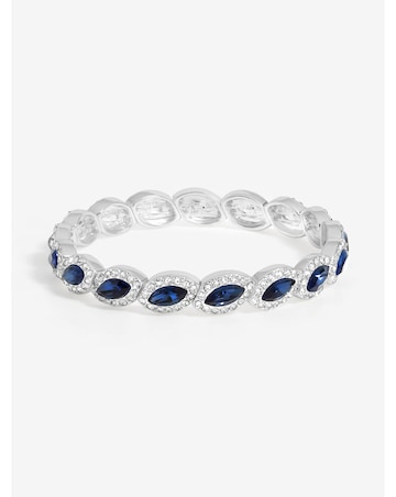 Jon Richard Silver Plated Blue Crystal Navette Stretch Bracelet
