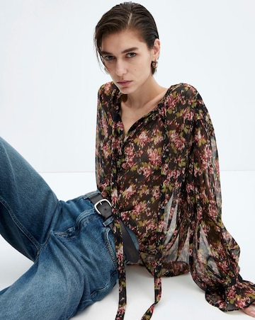Mango Semi- Transparent Flowy Blouse