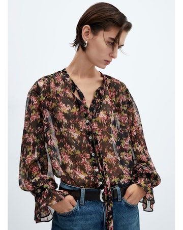 Mango Semi- Transparent Flowy Blouse