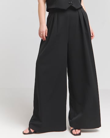 Flounce London Black Wide Leg Tailored Trousers