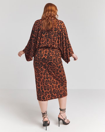 Flounce London Brown Slinky Jersey Leopard Midi Dress