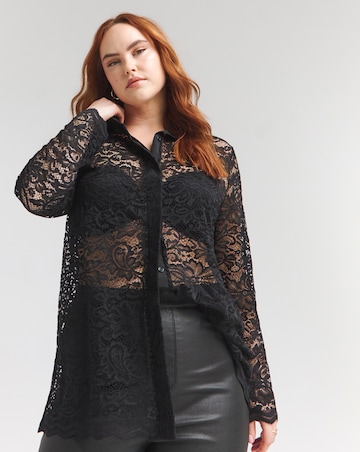 Flounce London Black Lace Shirt