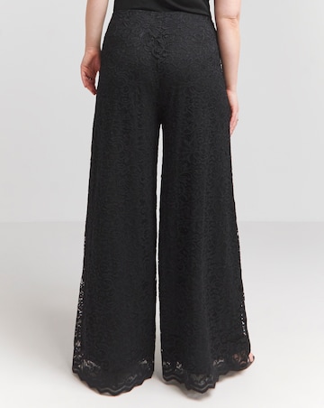 Flounce London Black Lace Lined Wide Leg Trousers