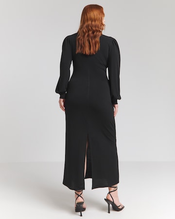 Flounce London Black Slinky Jersey Twist Knot Maxi Dress