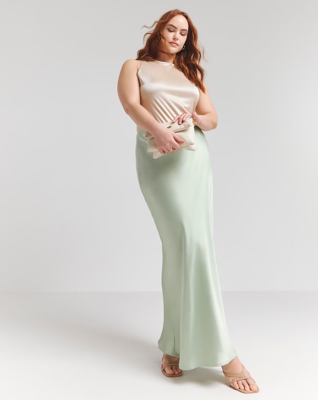 Flounce London Satin Slip Skirt