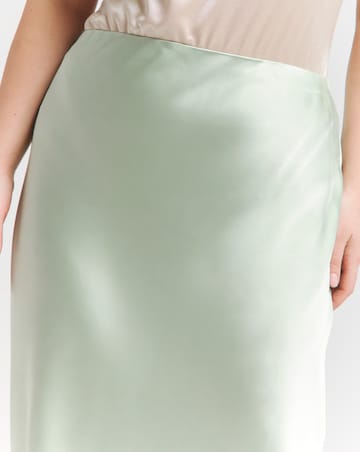 Flounce London Sage Green Heavy Satin Slip Maxi Skirt