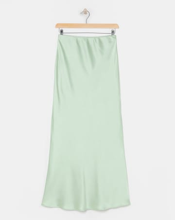 Flounce London Sage Green Heavy Satin Slip Maxi Skirt