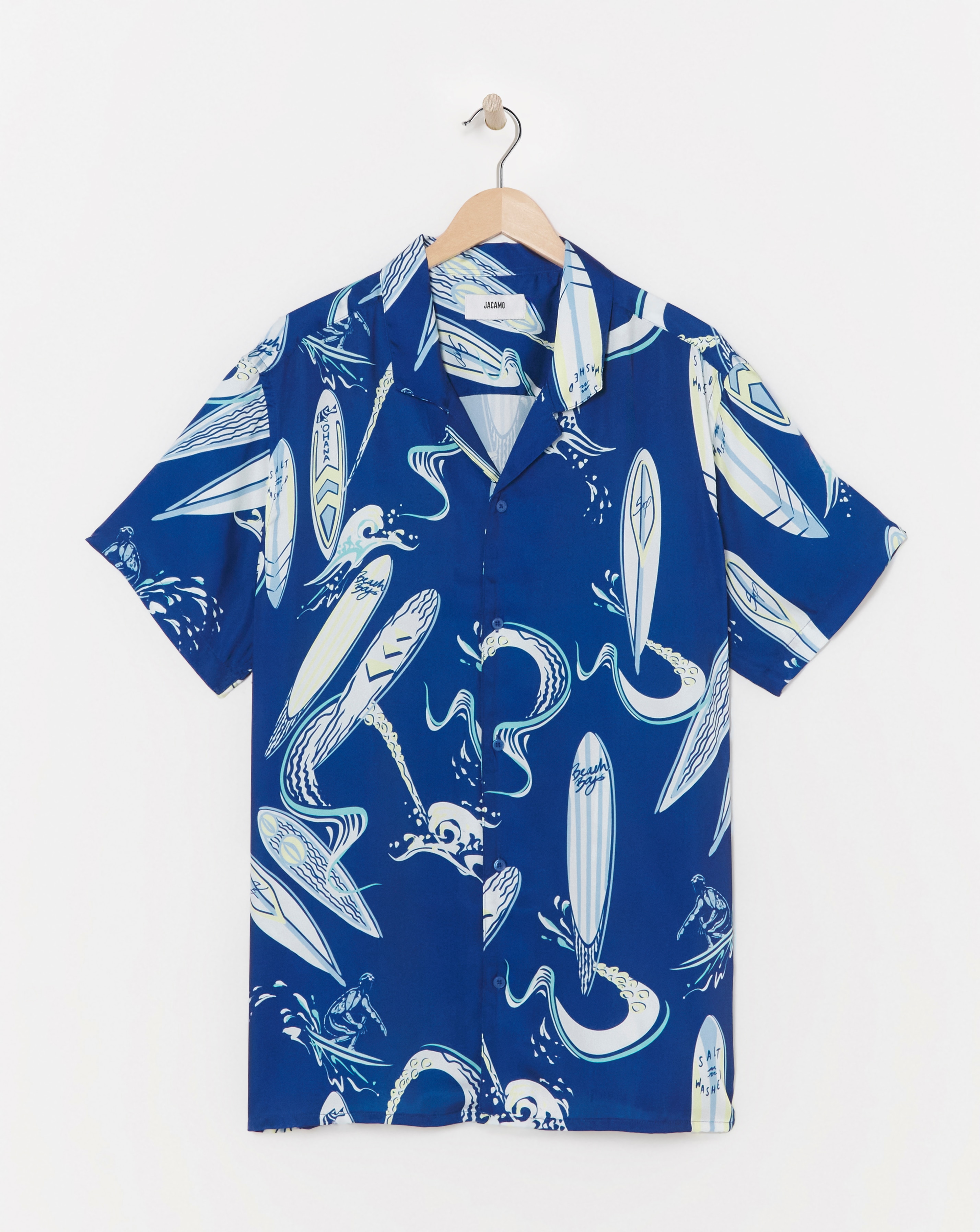 Surf Board Print Cuban Collar Shirt