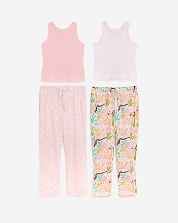 2 Pack Ribbed Racer Vest Pyjama Sets