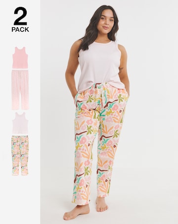 2 Pack Ribbed Racer Vest Pyjama Sets