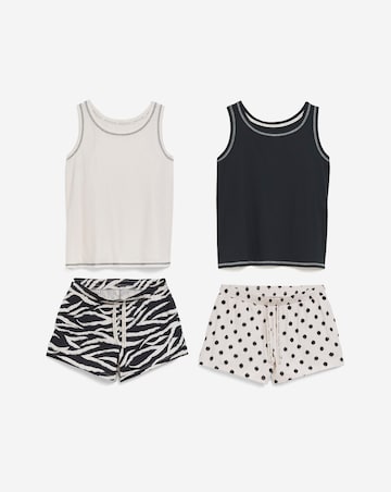 Simply Be (2 Pack) Ribbed Vest Pyjama Shortie Sets