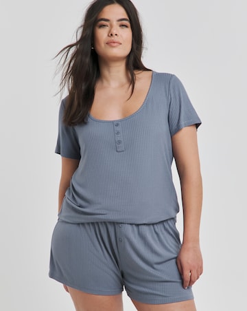 Brushed Modal Ribbed Pyjama Shortie Set