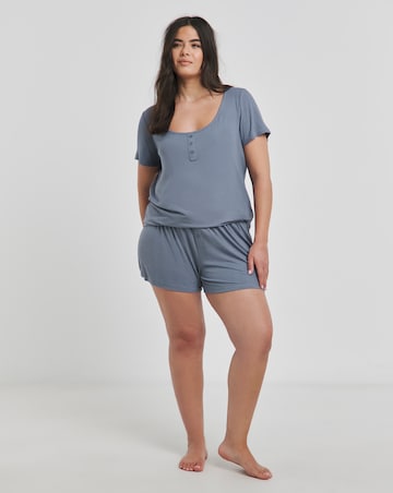 Brushed Modal Ribbed Pyjama Shortie Set