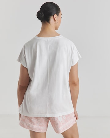 Simply Be Leopard Detail Cotton Cheesecloth Pyjama Shortie Set