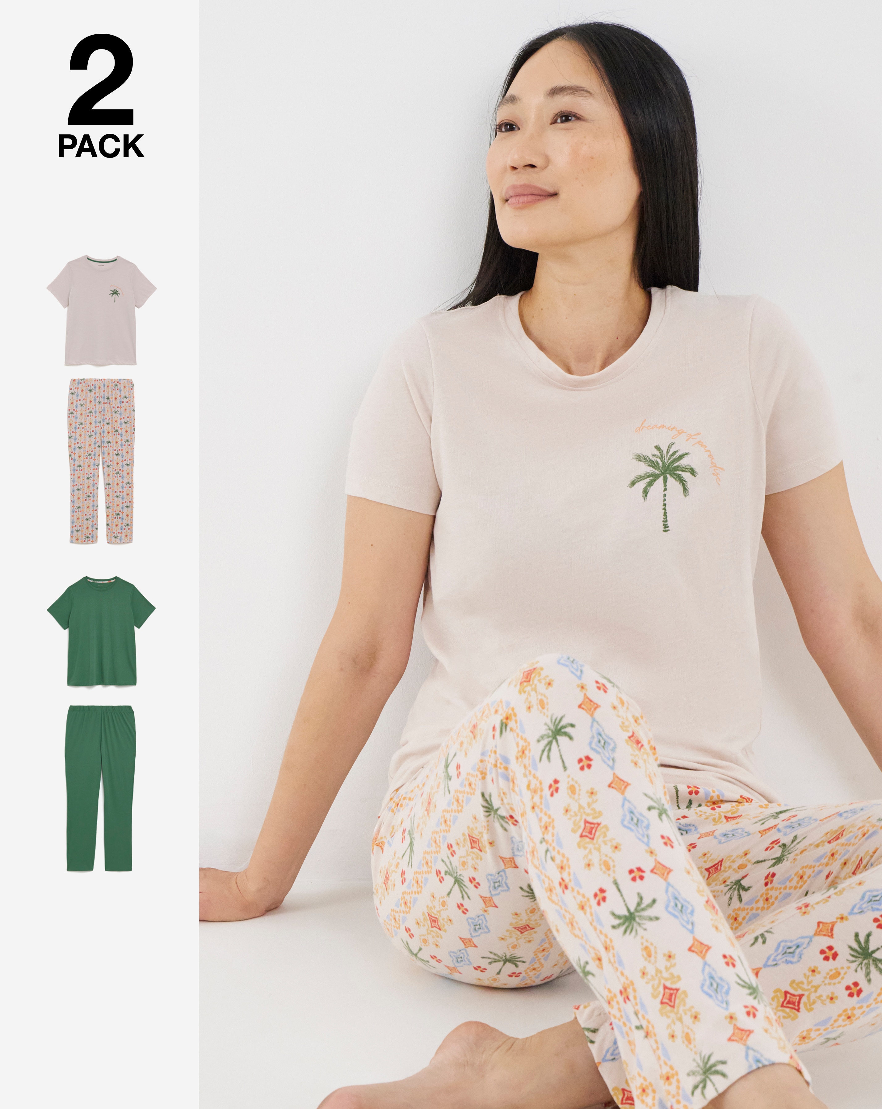Value 2 Pack Pyjama Set Palm Print