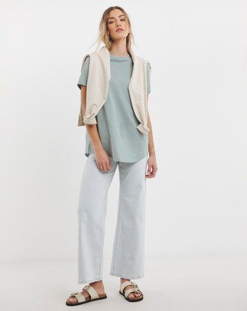 Simply Be Black & Sage 2 Pack Pure Cotton Curved Hem Longline T-Shirts