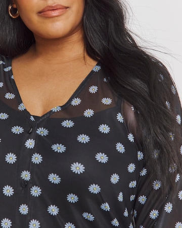 Simply Be Daisy Print Mesh Slim Fit Cardi