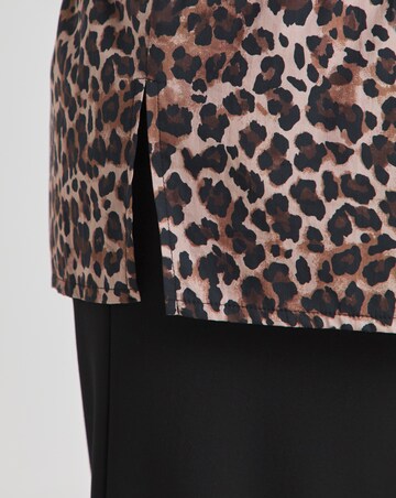 Simply Be Black & Leopard 2 in 1 Sweat with Woven Shirt