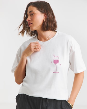 Simply Be White Feeling Rose Graphic T-Shirt