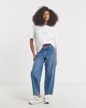 Simply Be White Crochet Butterfly Boxy T-Shirt