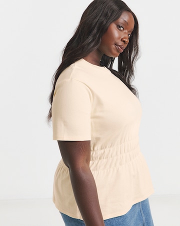 Simply Be Ecru Shirred Waist T-Shirt