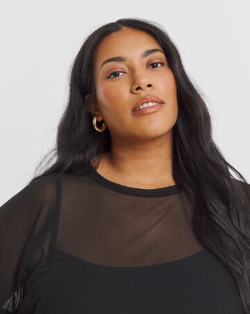Simply Be Black Mesh Oversized T-Shirt