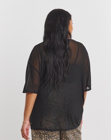 Simply Be Black Mesh Oversized T-Shirt