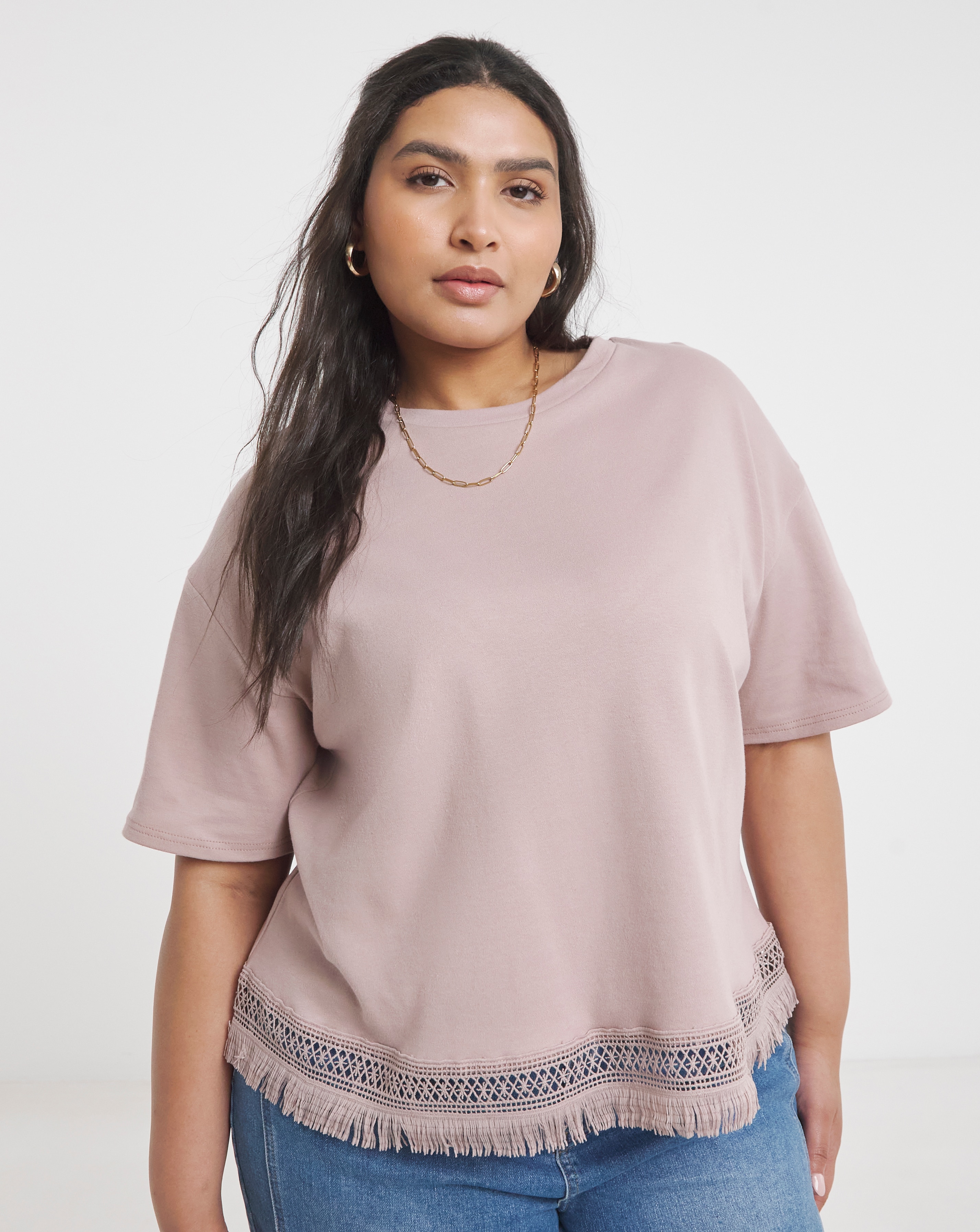 Simply Be Fringing Hem T-Shirt