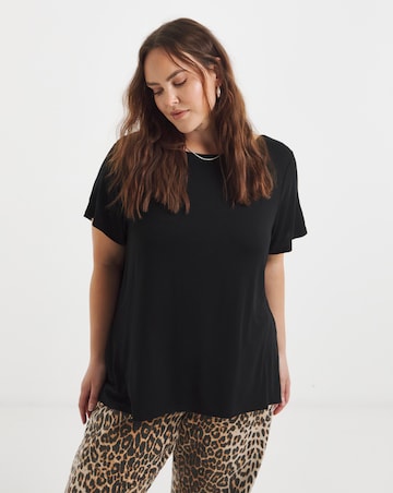 Simply Be Black & Light Pink Short Sleeve Satin Bow Back Top