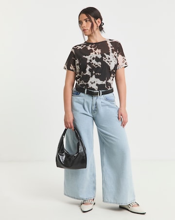 Simply Be Cow Print Relaxed Fit Mesh T-Shirt