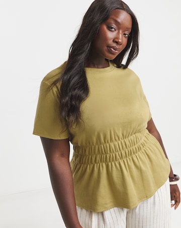 Simply Be Khaki Shirred Waist T-Shirt