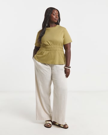 Simply Be Khaki Shirred Waist T-Shirt