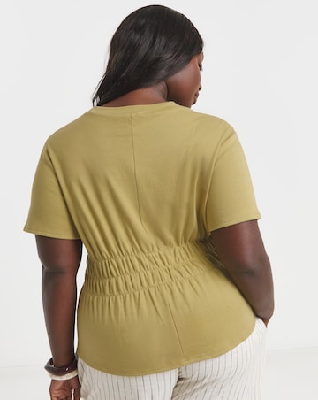 Simply Be Khaki Shirred Waist T-Shirt