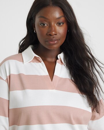 Simply Be Pink & White Stripe Rugby Top