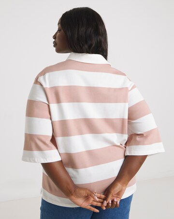 Simply Be Pink & White Stripe Rugby Top
